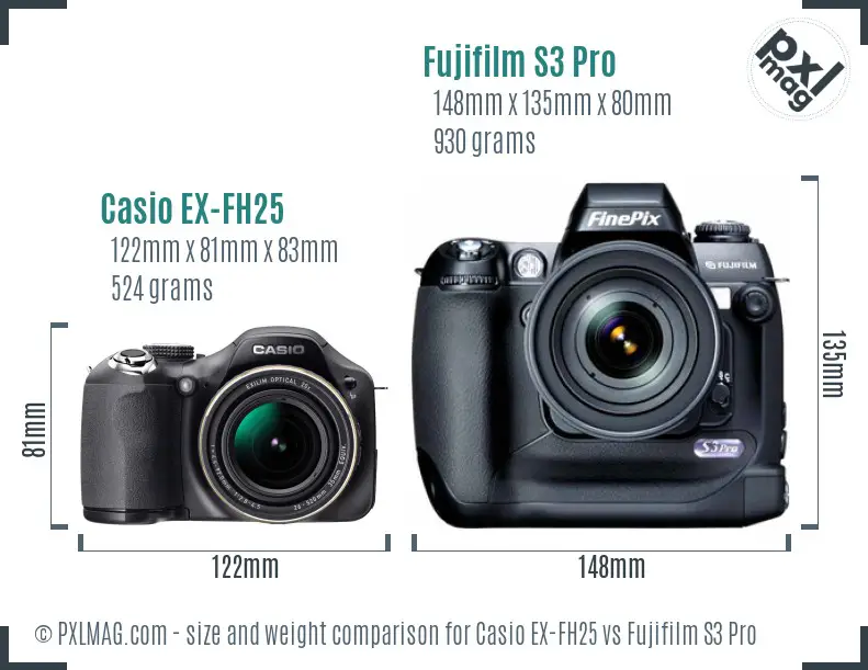 Casio EX-FH25 vs Fujifilm S3 Pro size comparison