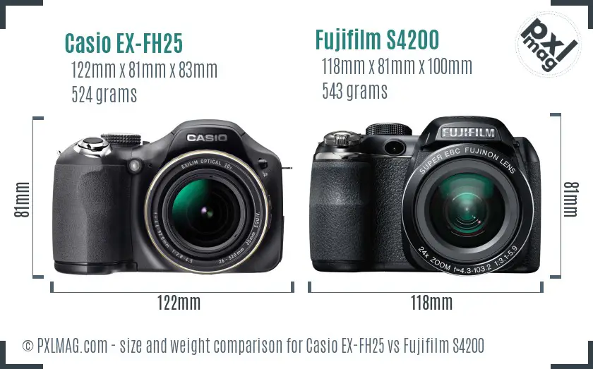 Casio EX-FH25 vs Fujifilm S4200 size comparison