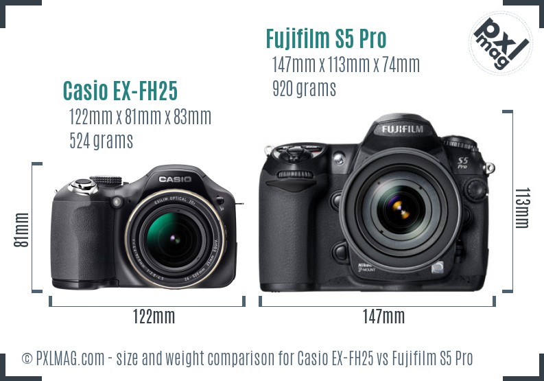 Casio EX-FH25 vs Fujifilm S5 Pro size comparison