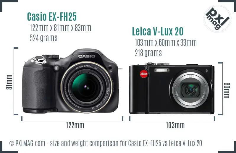 Casio EX-FH25 vs Leica V-Lux 20 size comparison