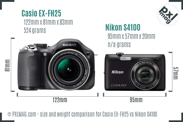 Casio EX-FH25 vs Nikon S4100 size comparison