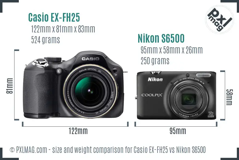 Casio EX-FH25 vs Nikon S6500 size comparison