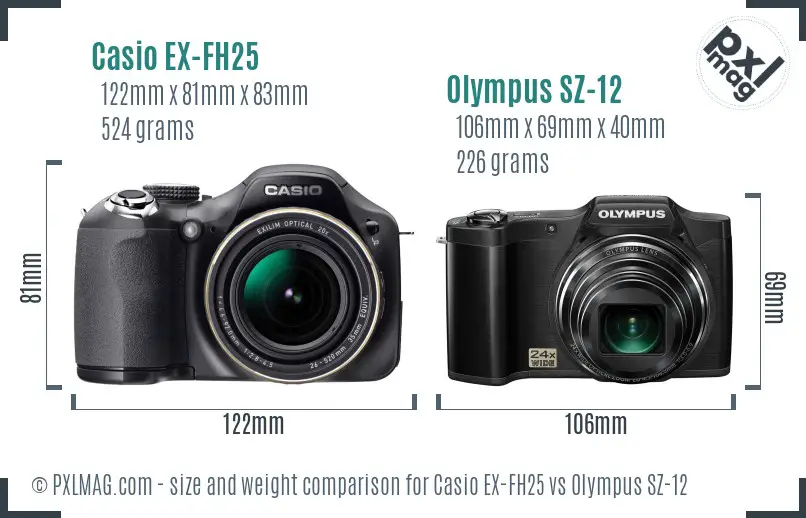 Casio EX-FH25 vs Olympus SZ-12 size comparison