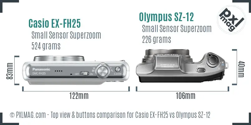 Casio EX-FH25 vs Olympus SZ-12 top view buttons comparison