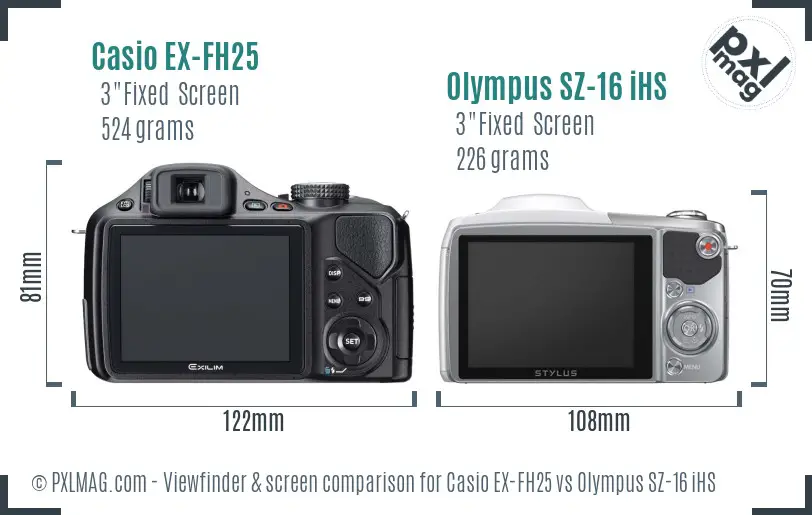 Casio EX-FH25 vs Olympus SZ-16 iHS Screen and Viewfinder comparison Casio EX-FH25 vs Olympus SZ-16 iHS Screen and Viewfinder comparison