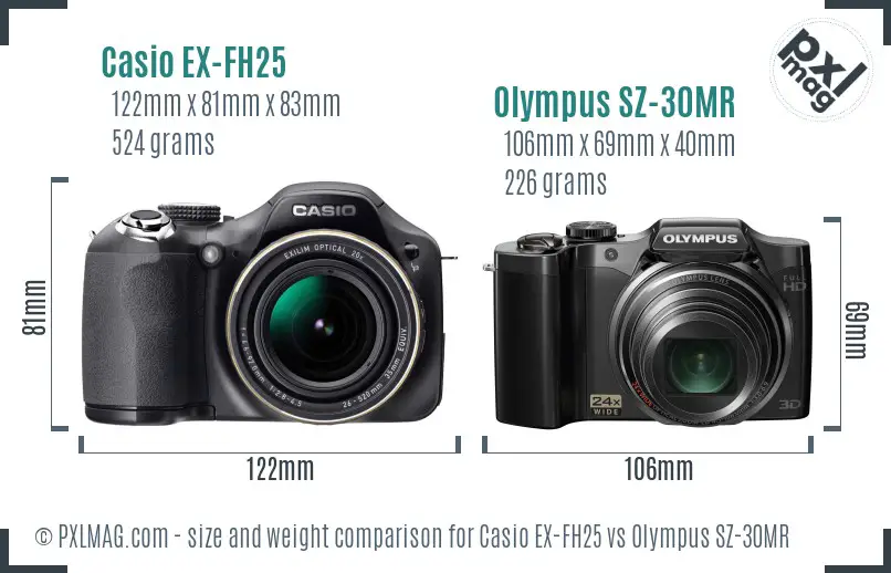 Casio EX-FH25 vs Olympus SZ-30MR size comparison