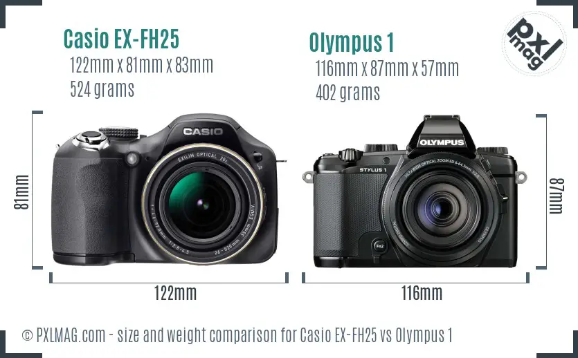 Casio EX-FH25 vs Olympus 1 size comparison Casio EX-FH25 vs Olympus 1 size comparison