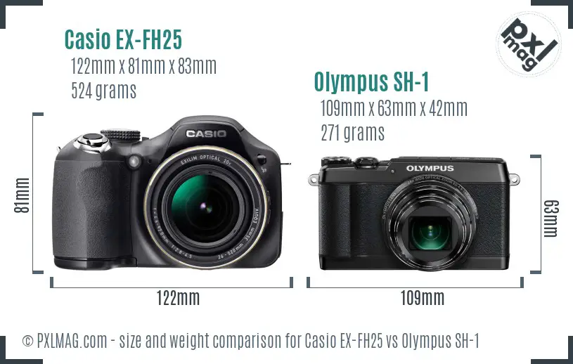 Casio EX-FH25 vs Olympus SH-1 size comparison