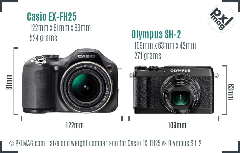 Casio EX-FH25 vs Olympus SH-2 size comparison