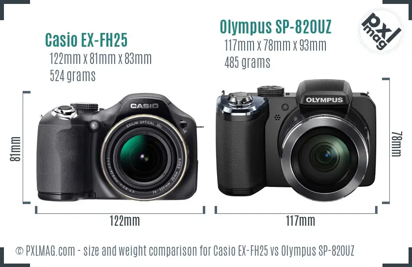 Casio EX-FH25 vs Olympus SP-820UZ size comparison