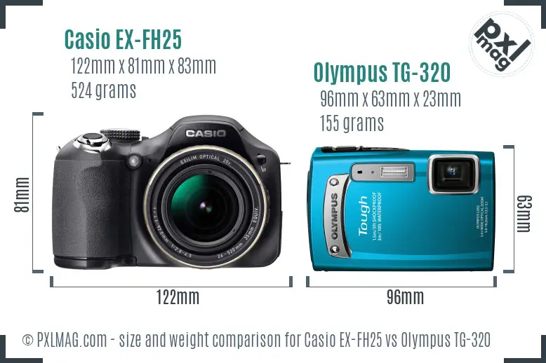Casio EX-FH25 vs Olympus TG-320 size comparison