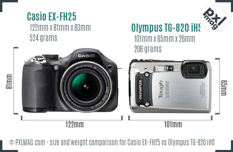 Casio EX-FH25 vs Olympus TG-820 iHS size comparison
