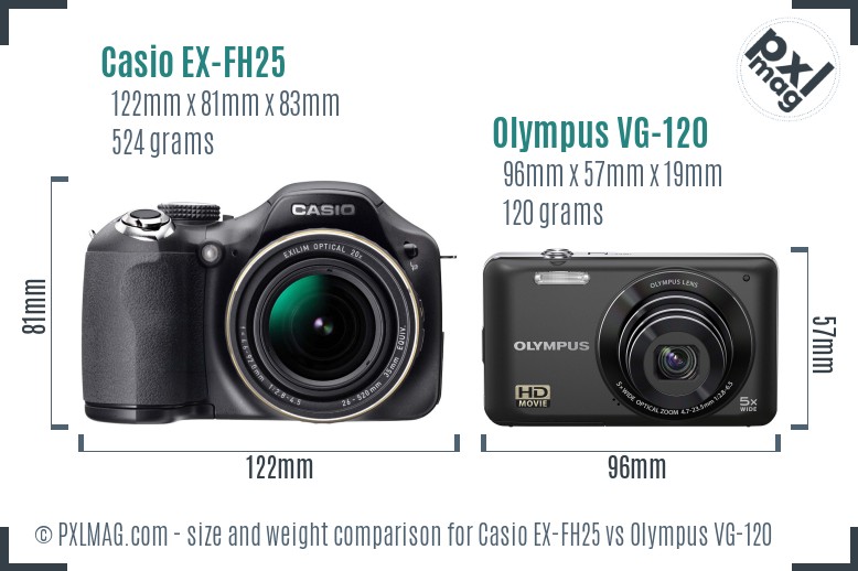 Casio EX-FH25 vs Olympus VG-120 size comparison