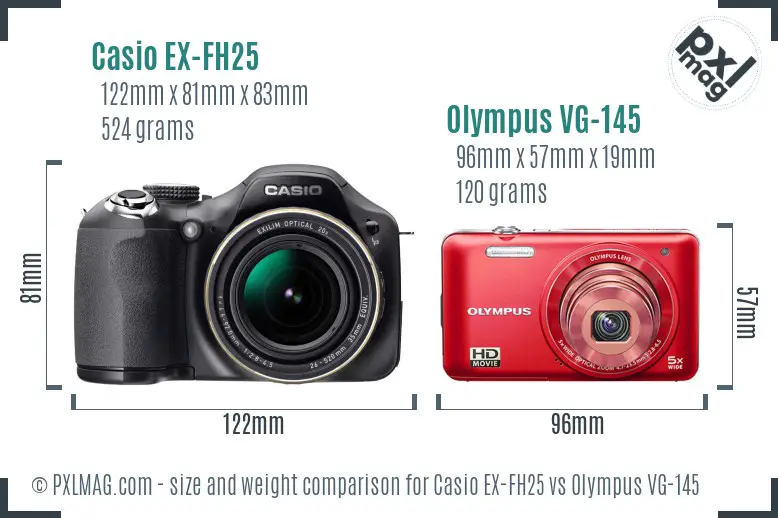 Casio EX-FH25 vs Olympus VG-145 size comparison
