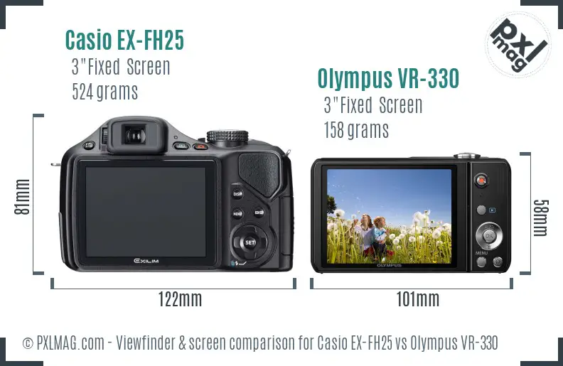 Casio EX-FH25 vs Olympus VR-330 Screen and Viewfinder comparison Casio EX-FH25 vs Olympus VR-330 Screen and Viewfinder comparison