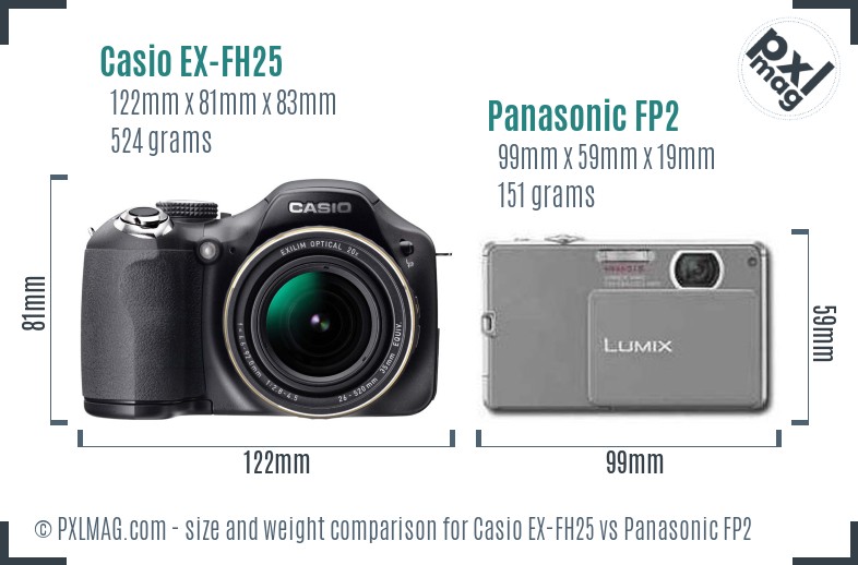 Casio EX-FH25 vs Panasonic FP2 size comparison Casio EX-FH25 vs Panasonic FP2 size comparison