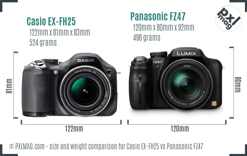 Casio EX-FH25 vs Panasonic FZ47 size comparison