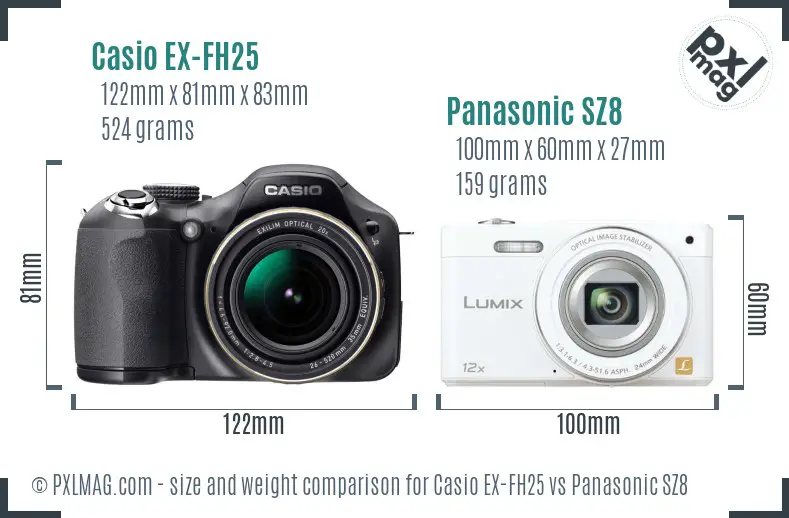 Casio EX-FH25 vs Panasonic SZ8 size comparison Casio EX-FH25 vs Panasonic SZ8 size comparison