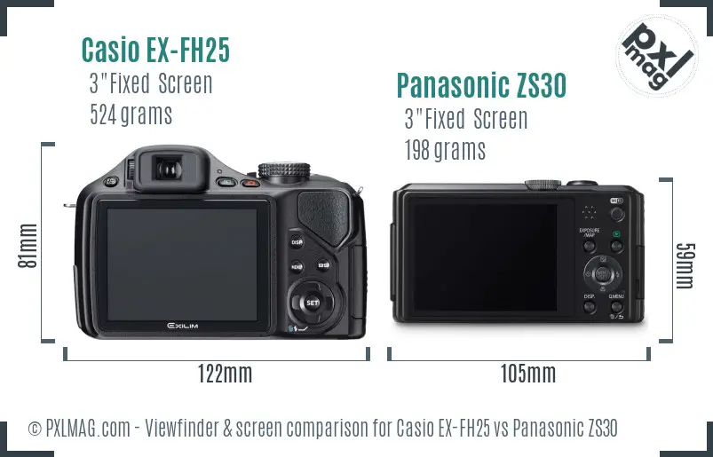 Casio EX-FH25 vs Panasonic ZS30 Screen and Viewfinder comparison Casio EX-FH25 vs Panasonic ZS30 Screen and Viewfinder comparison