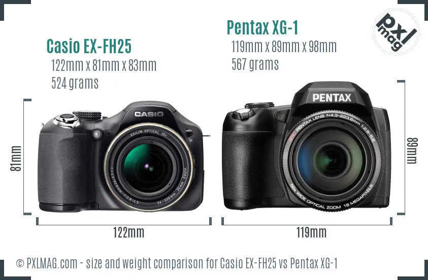 Casio EX-FH25 vs Pentax XG-1 size comparison