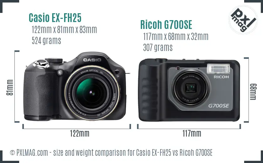 Casio EX-FH25 vs Ricoh G700SE size comparison