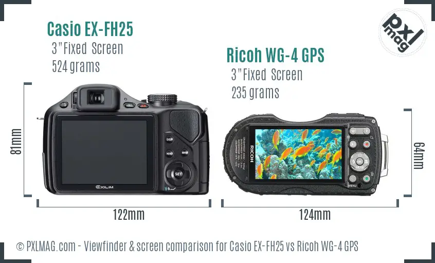 Casio EX-FH25 vs Ricoh WG-4 GPS Screen and Viewfinder comparison Casio EX-FH25 vs Ricoh WG-4 GPS Screen and Viewfinder comparison