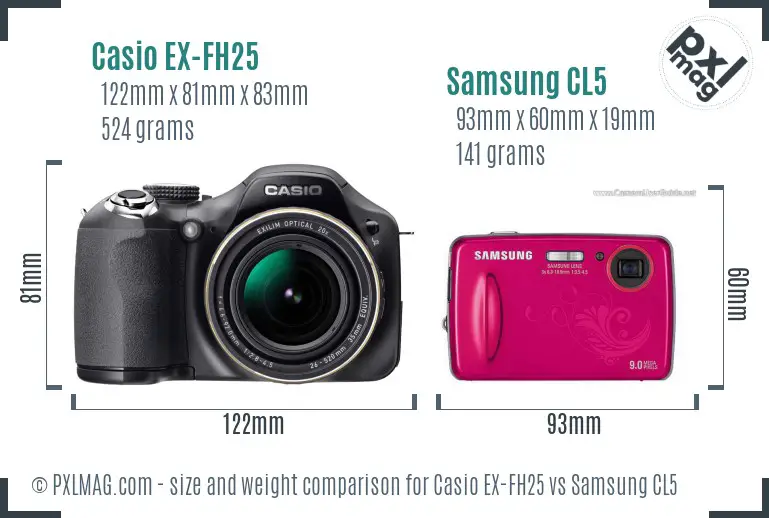 Casio EX-FH25 vs Samsung CL5 size comparison