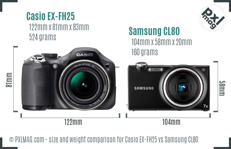 Casio EX-FH25 vs Samsung CL80 size comparison