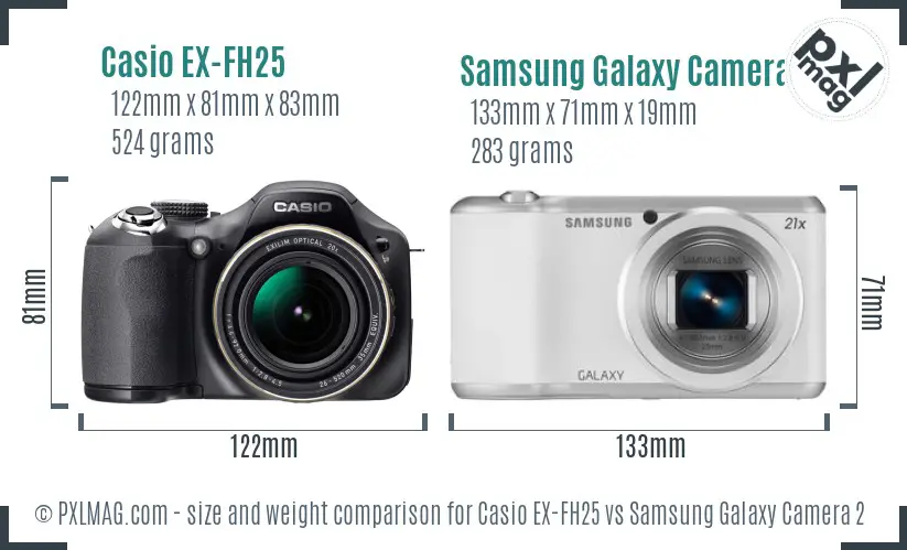 Casio EX-FH25 vs Samsung Galaxy Camera 2 size comparison