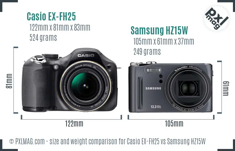 Casio EX-FH25 vs Samsung HZ15W size comparison