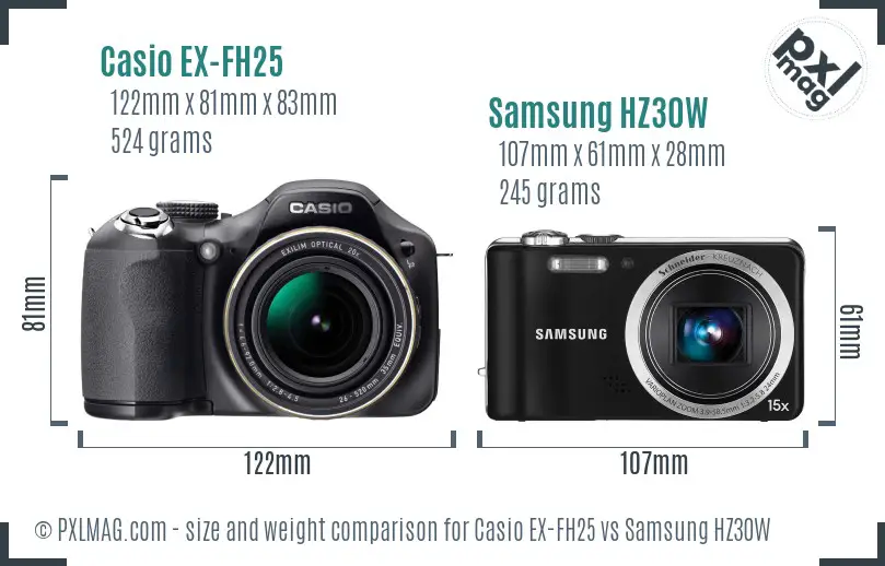 Casio EX-FH25 vs Samsung HZ30W size comparison