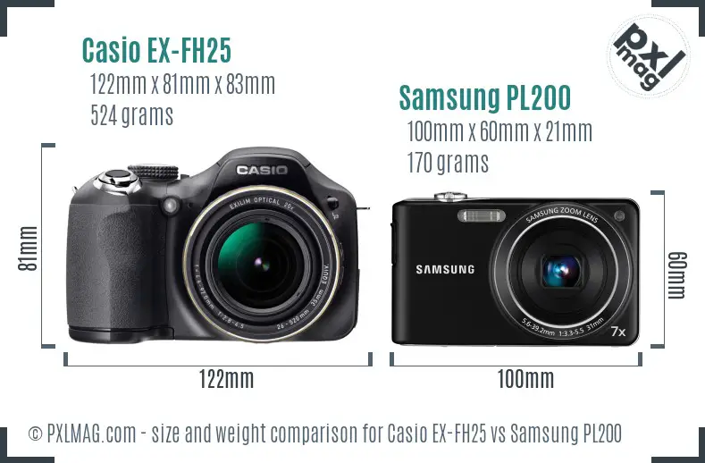 Casio EX-FH25 vs Samsung PL200 size comparison Casio EX-FH25 vs Samsung PL200 size comparison