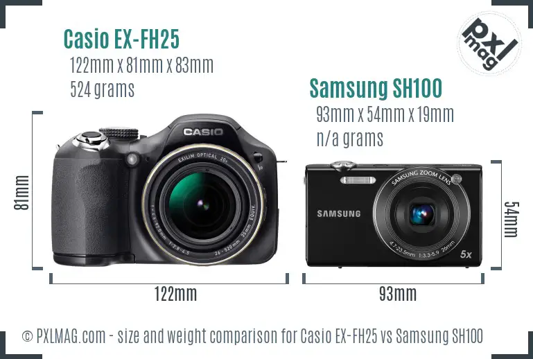 Casio EX-FH25 vs Samsung SH100 size comparison Casio EX-FH25 vs Samsung SH100 size comparison