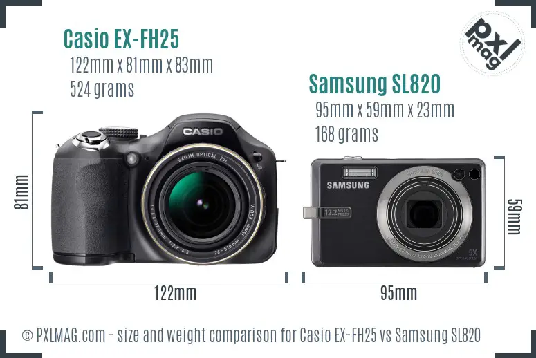 Casio EX-FH25 vs Samsung SL820 size comparison