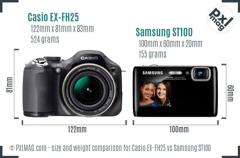 Casio EX-FH25 vs Samsung ST100 size comparison