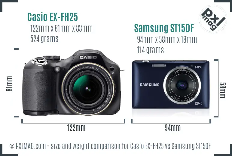 Casio EX-FH25 vs Samsung ST150F size comparison