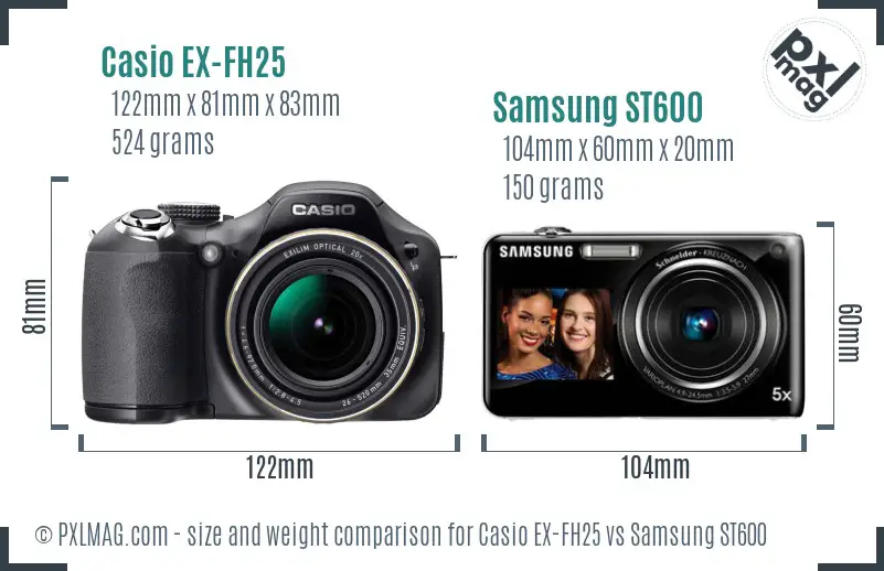 Casio EX-FH25 vs Samsung ST600 size comparison