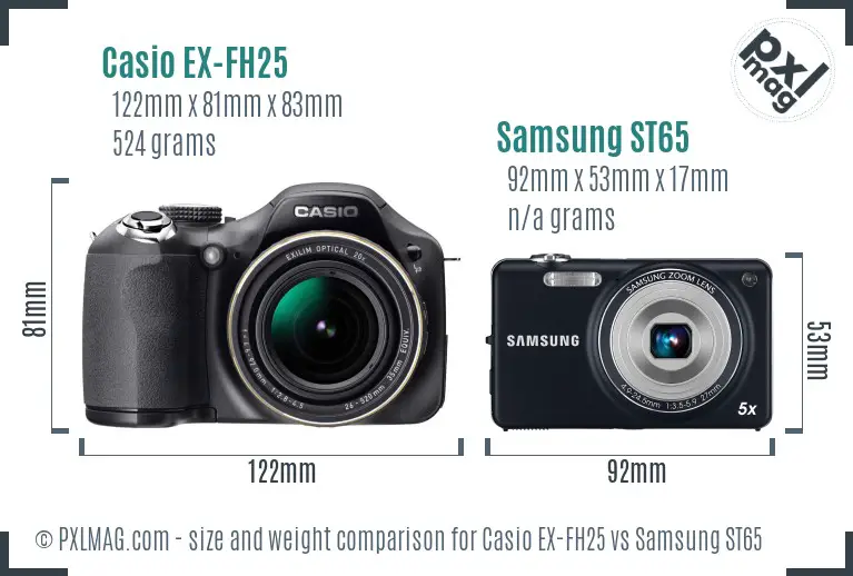 Casio EX-FH25 vs Samsung ST65 size comparison