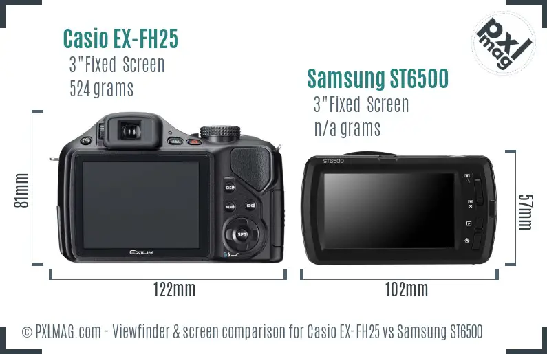 Casio EX-FH25 vs Samsung ST6500 Screen and Viewfinder comparison Casio EX-FH25 vs Samsung ST6500 Screen and Viewfinder comparison