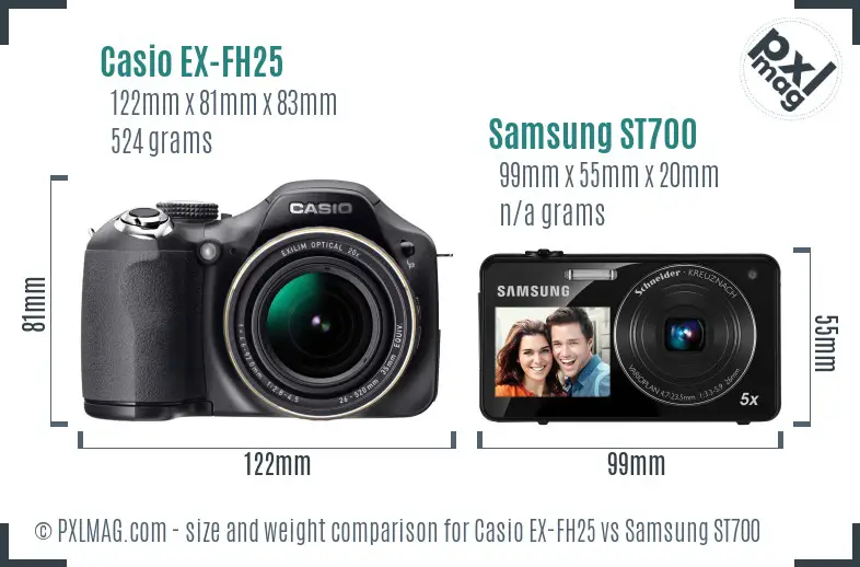 Casio EX-FH25 vs Samsung ST700 size comparison