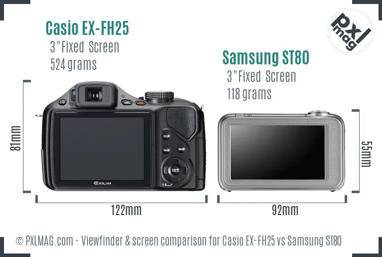 Casio EX-FH25 vs Samsung ST80 Screen and Viewfinder comparison