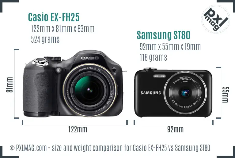 Casio EX-FH25 vs Samsung ST80 size comparison