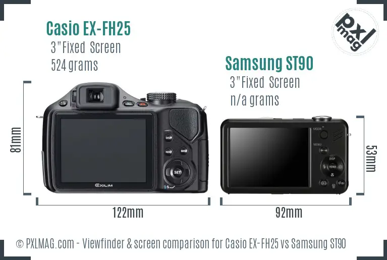 Casio EX-FH25 vs Samsung ST90 Screen and Viewfinder comparison