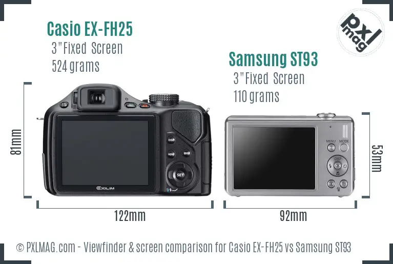 Casio EX-FH25 vs Samsung ST93 Screen and Viewfinder comparison