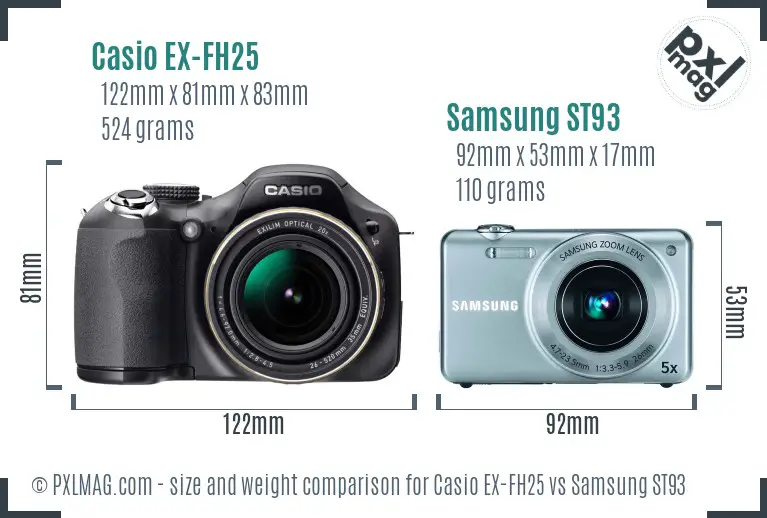 Casio EX-FH25 vs Samsung ST93 size comparison
