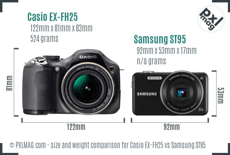 Casio EX-FH25 vs Samsung ST95 size comparison