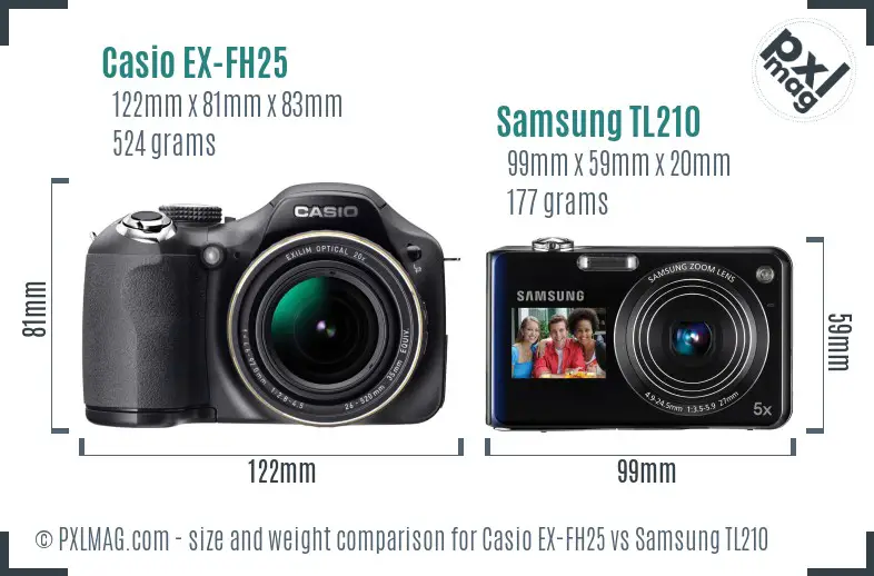 Casio EX-FH25 vs Samsung TL210 size comparison