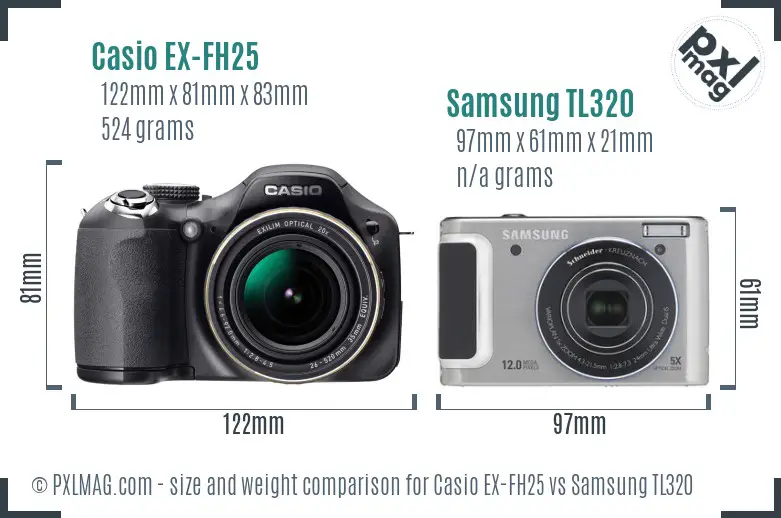 Casio EX-FH25 vs Samsung TL320 size comparison