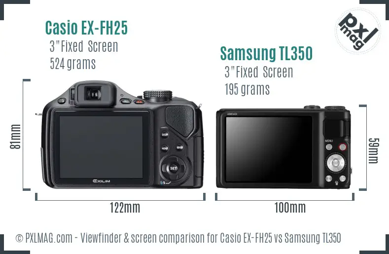 Casio EX-FH25 vs Samsung TL350 Screen and Viewfinder comparison