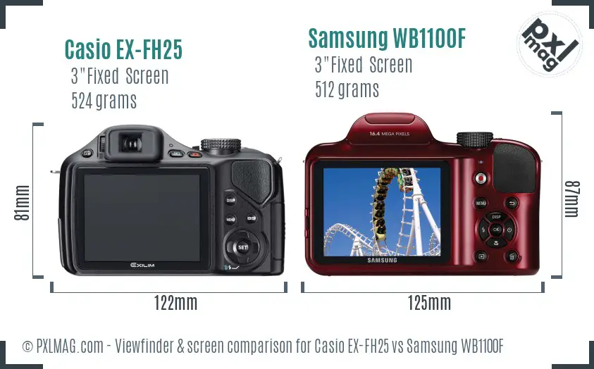 Casio EX-FH25 vs Samsung WB1100F Screen and Viewfinder comparison